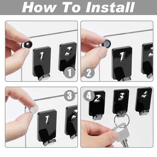 Beeveer Acrylic Key Board with 18 No. Hooks Wall Mount Key Rack Holder Hanger Storage Collection for School, Garage, Car Dealer, Office, Hotel, Real Estate(Transparent) - color: Transparent, size: 18 Hooks