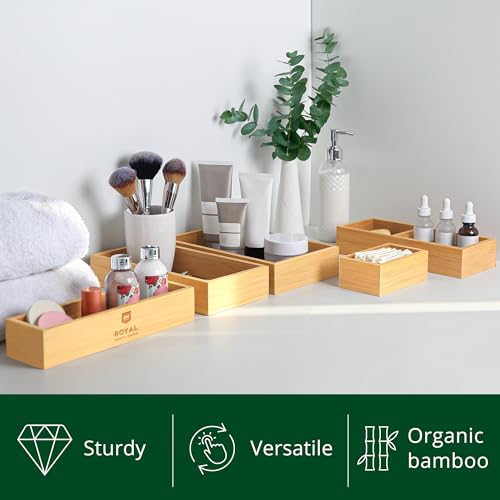 ROYAL CRAFT WOOD Adjustable Bamboo Drawer Dividers Organizers (17-22") - Multipurpose Storage Boxes 5 pcs