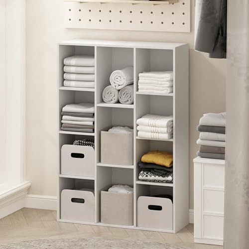 Furinno Reed Closet Organizers and Storage, 11-Cube Closet Organizer, Open Shelf Closet Storage, for Wardrobe, Bedroom, Living Room, White - color: White, size: 11-Cube
