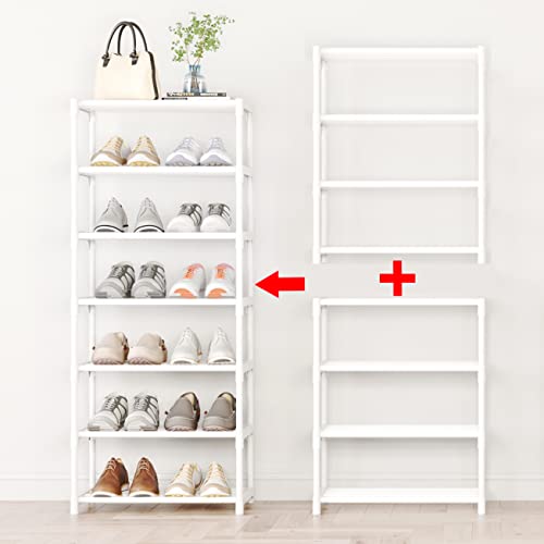 4-Tier Small Shoe Rack, Metal Stackable Kids Shoe Shelf Storage Zapateras Organizer,Narrow Shoe Rack Sturdy for Closet Hallway Entryway Living Room Bedroom (White) - size: 4-White
