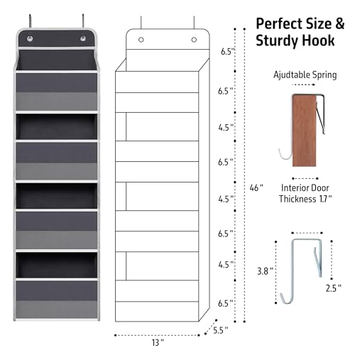 Giraffe Creation Over Door Organizer with 4 Large Capacity Pockets, Heavy Duty Hanging Organizer Storage for Closet Bathroom Nursery Bedroom Dorm, Toys Cosmetics Sundries and Baby Essentials, Gray - color: Original Grey