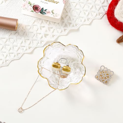 Birthday Gifts for Women Jewelry Dish Glass Ring Dish Holder Jewelry Tray Cute Vanity Organizer Room Decor Jewellery Tray Crystals Trinket Dish Nightstand Bedroom Decor Christmas Friendship Gifts - color: Transparent