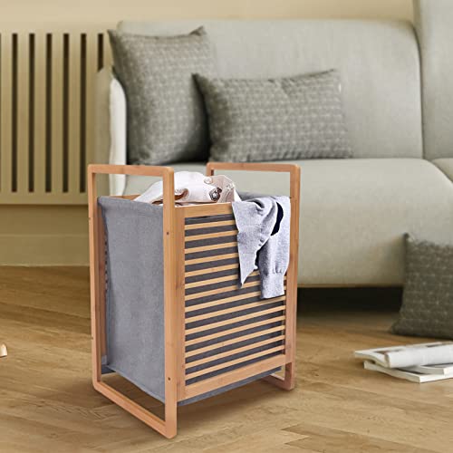 One-Section Organizer Storage Shelf with Bamboo Frame and Baskets Storage Drawers Unit,Laundry Towel Hamper Cabinet Tower One Part Compartment Sorter Basket - style: 1-Section,Style 1