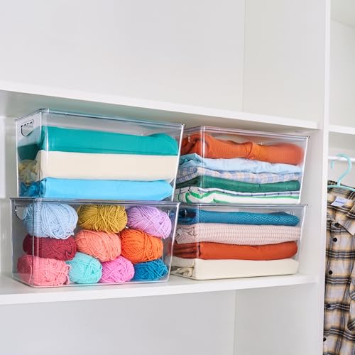 theaoo Clear Storage Bins with Lids Stackable - XLarge Plastic Containers for Pantry Organization and Storage - Perfect for kitchen,Fridge,Laundry Room,Bathroom,Garage,Closet,Cabinet Organizer -6 Pack - size: XL (Pack of 6)