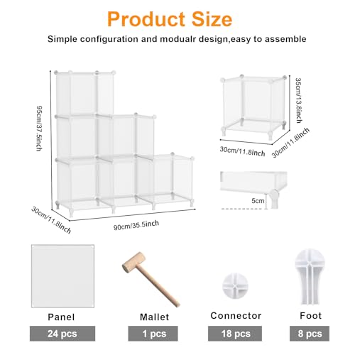 AWTATOS Cube Storage Organizer, Closet Organizers and Storage, 6 Cube Shelves Bookshelf, DIY Stackable Plastic Clothes Organizer Shelving for Bedroom, Home, Transparent Twill - color: Translucent Twill