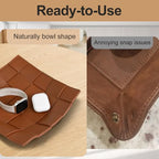 Valet Tray PU Leather Key Holder Bowl for Men Entryway Table Nightstand Desk Tray for Wallet, Keys Men's Gift - Brown & Black, 9.8" L x 9.8" W x 2" H - color: Brown + Black