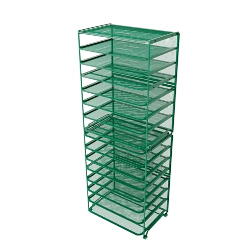 Simple Trending 2 Pack 8 Tier Letter Tray Paper - Mesh Desk File Organizer for Office School Desktop, Green - color: 2 Pack 8 Tier Green-Mesh Desk