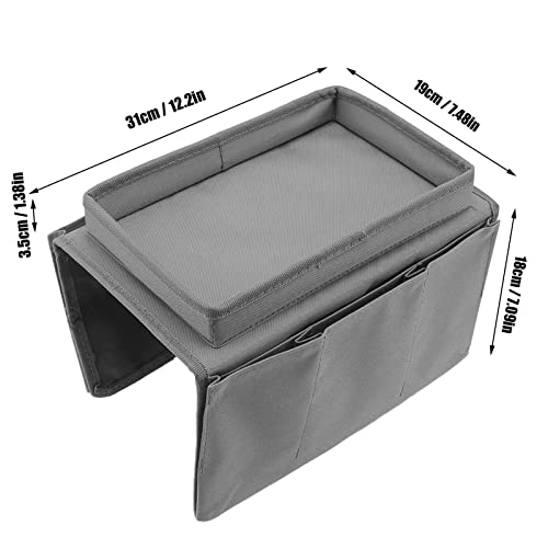 Couch Sofa Armrest Organiser Arm Chair Caddy Bedside Storage Pocket,600D Oxford Cloth Side Pockets Sofa Arm Table Armrest Tray TV Remote Holder Bed Storage Pocket (Grey) - color: Grey