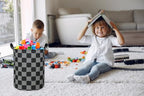 ESSME Boys Laundry Hamper,Kids Hamper Collapsible Canvas Waterproof Storage Bin for Boy, Nursery Hamper,Gift Baskets,toy bins(Black grid) - color: Black grid