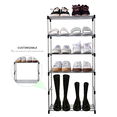 Jucaifu Stackable Small Shoe Rack, Entryway, Hallway and Closet Space Saving Storage and Organization (4-Tier, Black) - color: Black, size: 4-Tier
