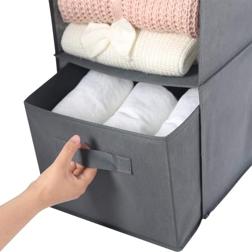 MAX Houser Hanging Shelf Closet Storage Organizer Removable Drawers ，Hanging Storage Organizer Hanging Sweater 2 Sock Underwear Drawers for Closet, Bedroom, Dark Grey - color: Grey-d