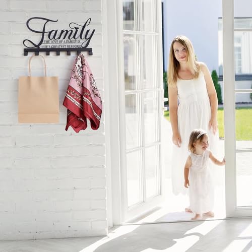Hicarer Family Key Holder Metal Hooks Decorative Hanger Black Rack Wall Mount Organizer with Screws and Anchors for Keys Hat Kitchen Entryway Front Door Home Decor(Stylish Style) - color: Black, style: Stylish Style