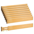 Fyvva Drawer Divider, Adjustable Bamboo Kitchen Drawer Organizer, Spring Loaded Drawer Organizer, Dresser Separators for Kitchen, Bathroom, Clothes, Office Desk Storage (Natural, 8 Pack Large) - size: 8 Pack Large