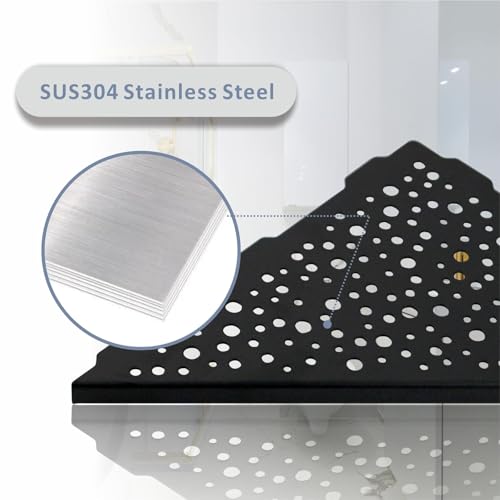 HIDROP Matte Black Corner Shower Shelf 10 Triangular Corner Shelf Stainless Steel Bathroom Shelf for Tiled Wall, 2 Pack Shower Corner Shelf, No Drilling - color: Matte Black