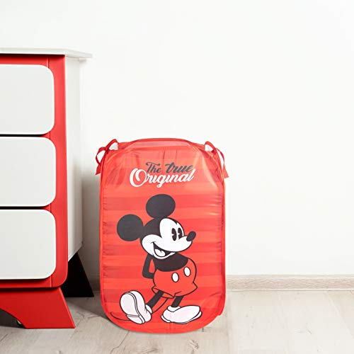 Jay Franco Disney Mickey Mouse Pop Up Hamper - Mesh Laundry Basket/Bag with Durable Handles (Official Disney Product) - color: Mickey Mouse - Red