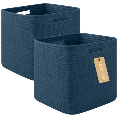 OIAHOMY Storage Cubes, 13 Inch Cube Storage Organizer, Collapsible Storage Bins, Baskets for Organizing, Storage Bins for Shelves-Blue, 2-PACK - color: Blue, size: 2Pcs-13*13*13inch