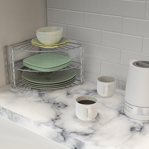 Simple Houseware 3-Tier Counter Corner Shelf Organizer, Silver - color: Silver