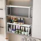 1pcs Medicine Cabinet Organizer Stretchable Storage Box for Bathroom Stackable Mirror Cabinets Vanity Small Narrow Shelf Slim Trays Holder (White, Normal)