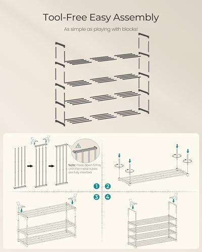 SONGMICS Shoe Rack, 4-Tier Shoe Organizer, Metal Storage Shelf, Upright or Upside Down, for 20-25 Pairs, Stackable, for Entryway, 11.8 x 36.2 x 29.1 Inches, Black ULSA14BK - color: Black, size: 4 Tiers (36.2"W)