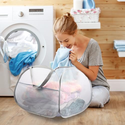 Collapsible Laundry Baskets, 90L Large Foldable Laundry Basket, Durable Mesh Pop Up Hampers for Laundry, Dirty Clothes Laundry Hamper for Bedroom, Bathroom, Dorm, Laundry Room, Travel or Camping Grey - color: Gray