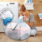 2 Pack Collapsible Laundry Baskets, 90L Large Foldable Laundry Basket, Durable Mesh Pop Up Hampers for Laundry, Dirty Clothes Laundry Hamper for Bedroom, Bathroom, Dorm, Laundry Room, Travel Grey - color: 2xGray