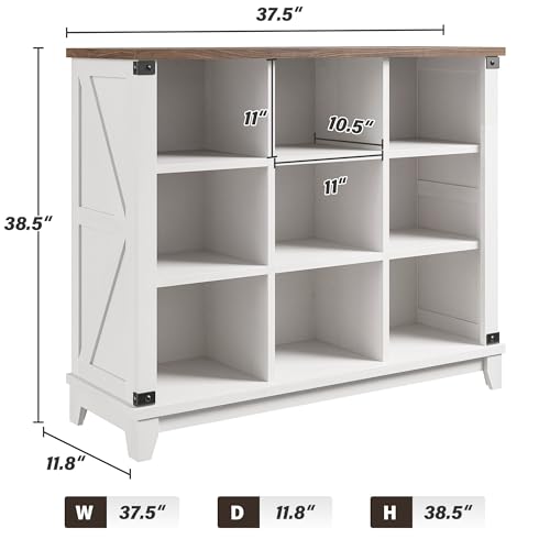 EnHomee 9 Cube Storage Organizer and Shelf, Cube Shelf with Storage,White Bookshelf for Bedroom and Home Office - color: White, size: 9 cube