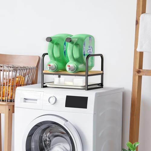 Laundry Detergent Holder Stand, Liquid Detergent Dispenser Shelf Organizer with Cleanable Drip Tray, Liquid Holder Stand Catcher for Laundry Room Organization and Storage (Flat-Black) - style: Flat-Black