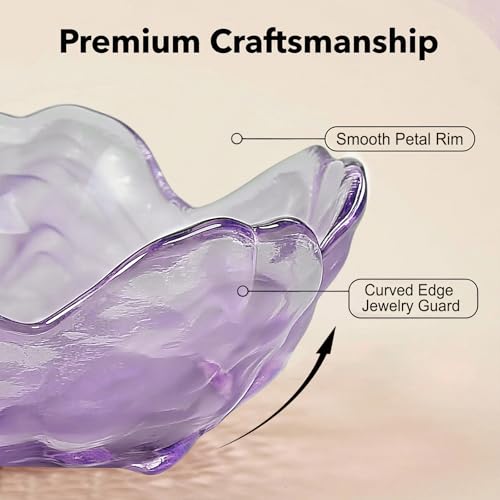 Flower Jewelry Dish Ring Holder Jewelry Tray Cute Vanity Organizer Room Decor Aesthetic Nightstand Bathroom Bedroom Decor Trinket Dish Small Valentine's Friendship Christmas Birthday Gifts for Women - color: Fantasy purple
