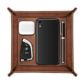SITHON Valet Tray Desktop Storage Organizer – Premium PU Leather Catchall Bedside Vanity Tray Nightstand Caddy Holder for Keys, Phone, Wallet, Coin, Valentine's Day Gift, Brown - color: Brown
