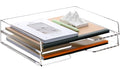 SANRUI Stackable Paper Tray,Acrylic File Organizer,Paper Tray Organizer for Desk,Clear Office Desk Organization for Office, Home or School，2 Tier - style: Enlarged File Trays 2 Tier