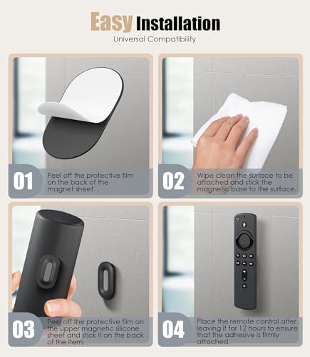 Nearockle 6 Pack Magnetic Remote Control Holder Wall Mount, 2025 Upgraded Smaller & Stronger Magnetic Silicone Remote Control Organizer TV Remote Charger Holder Caddy Back of TV (Black) - color: Black, size: 6 Pack