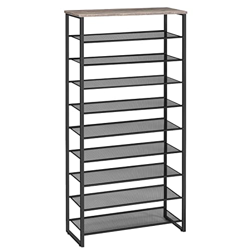 HOOBRO 10-Tier Shoe Rack for Entryway, 29.5" L Shoe Storage Organizer, Large Capacity Shoe Shelf for Closet, Front Door Entrance, Hallway, Holds 36-40 Pairs of Shoes, Greige and Black BG107XJ01 - color: Greige + Black, size: 10 Tiers (29.5"W)