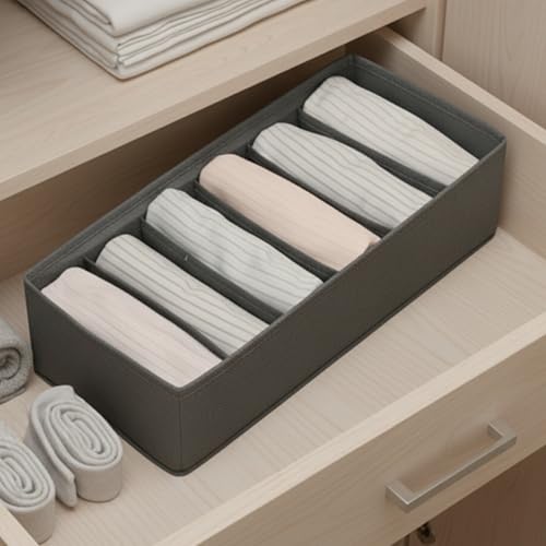 1 Pcs Drawer Organizer Storage Box for Underwear Socks Closet Divider for Wardrobe Dresser Vanity Space Saving Use(6-Grid Grey) - color: Grey-3, size: Small