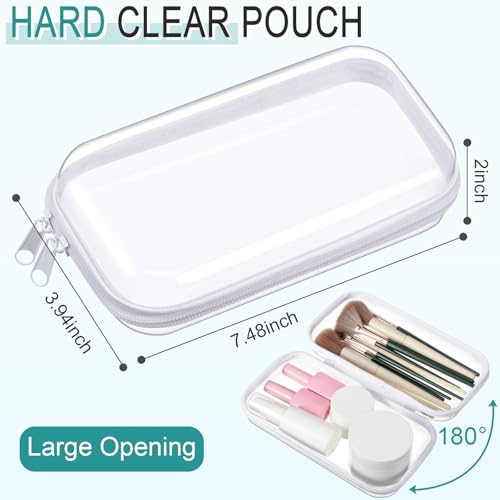 Sanwuta 6 Pcs Clear Hard Zipper Case Plastic Zipper Pouches Transparent Makeup Bag Pencil Case Pouches Toiletry Diaper Bag for Travel Toy Storage Organizer Bins(White,7.48 x 3.94 x 2 Inch) - color: White, size: 7.48 x 3.94 x 2 Inch