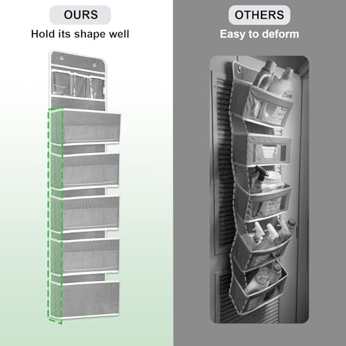 Sturdiness Over The Door Organizer, 6 Tiers Anti Tilt Hanging Behind Door Storage, Heavy-Duty Reinforced Mesh Rack Holds 44lb for Bathroom,Pantry, Nursery,Closet, Shoes, Towels,Grey - color: Grey, size: 6 shelf