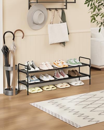 Kitsure Shoe Rack for Closet, Shoe Organizer for Front Door Entrance, Stackable Shoe Shelf, Detachable Closet Organizers and Storage, 36.1" Wide - 2 Tiers, Black - color: Black, size: 36.1" Wide - 2 Tiers