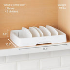 YouCopia StoraLid Food Container Lid Organizer for Kitchen Cabinet Storage with 5 Adjustable Dividers, 10.5''D × 13.4''W × 3.3''H, Large Classic Edition, White - size: Large Classic