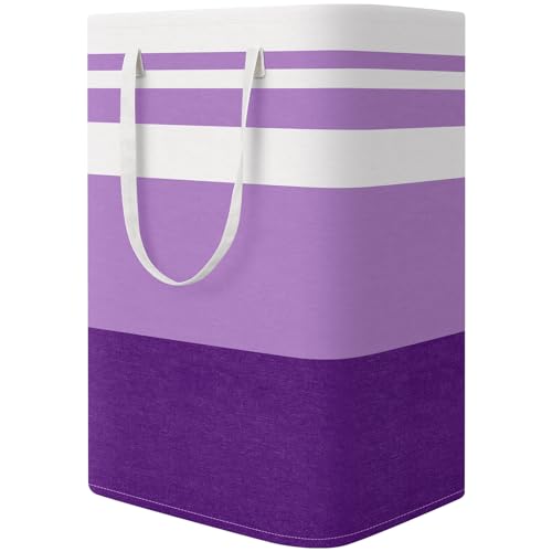 StorageRight Large Collapsible Laundry Basket Hamper with Easy Carry Handles，Freestanding Clothes Hampers for Laundry, Bedroom, Dorm, Towels, Toys, 75L, Purple - color: Purple, size: 75L