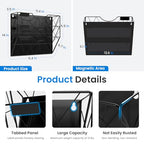 Patvingot Magnetic File Holder for Refrigerator & Cabinets | No-Drill Wall Mount Organizer | 3-Tier Vertical Mail & Magazine Holder for Office/Home (Black, Space-Saving Design)