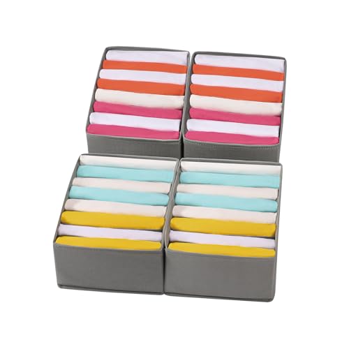 Coorganisers4 Packs T-shirt Drawer Organizers for Clothing,8 Grids Compartment Wardrobe Storage Box, Clothes Organizer for Folded Clothes, T-shirt, Legging-12.59''x9.05''x5.9 - color: Grey, size: 8 GRIDS-UPGRADED HEIGHT