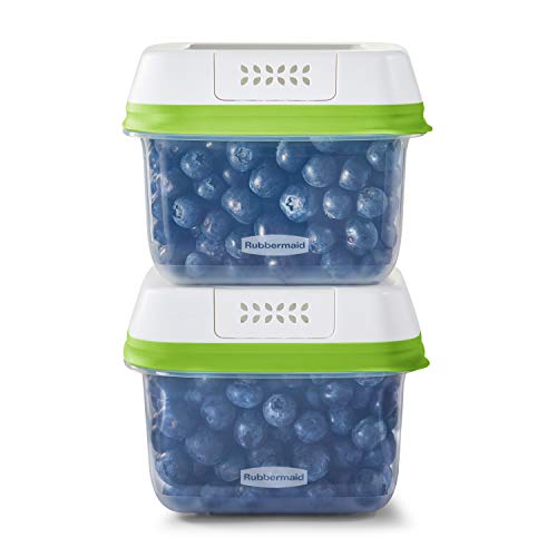 Rubbermaid 2114738 FreshWorks Saver, Medium Short Produce Storage Containers, 2-Pack, 4.6 Cup, Clear - size: 2-Pack, 4.6 Cup