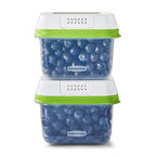 Rubbermaid 2114738 FreshWorks Saver, Medium Short Produce Storage Containers, 2-Pack, 4.6 Cup, Clear - size: 2-Pack, 4.6 Cup