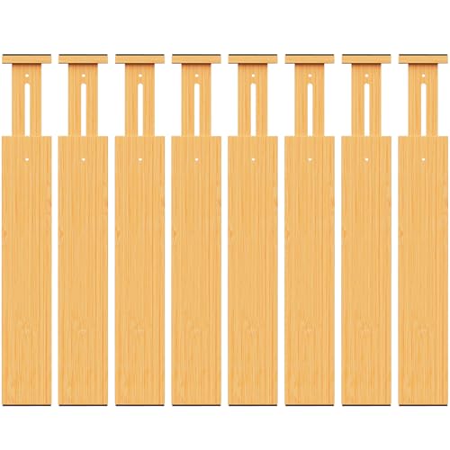 BAMBUROBA Bamboo Drawer Dividers, Adjustable Expandable Drawer Organization Separators - 17-22" for Bedroom, Bathroom, Dresser and Office - 8-Pack - style: bamboo-8Pack