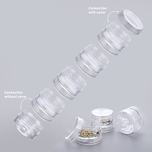 Hipiwe 6 Sets 5 Layers Plastic Round Storage Containers Small Art Craft Accessory Organizer Box 10ML Containers Jars for Jewelry Small bead Nail Designs Storage - size: 6Packs 1.5"D x3.9"H