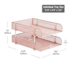 Mind Reader Stackable Paper Tray, Desktop Organizer, File Storage, Office, Metal Mesh, 2 Pcs, Pink - color: Pink