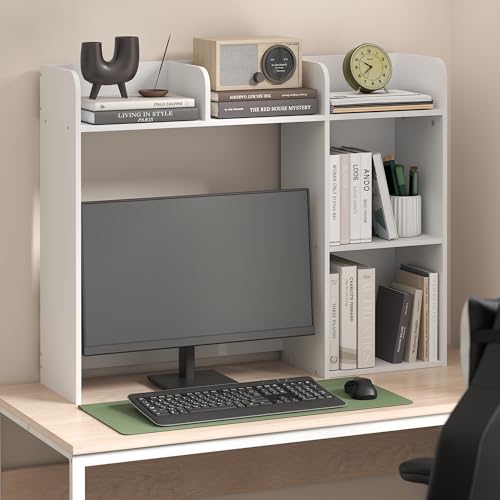 Furinno Classic Desk Shelf, 5-Shelf Desktop Hutch, Book Shelf, 3-Tier Desk Organzier, for Office Supplies, Office Desk Accessories, for Home Office, College, Dorm, White - color: White, size: 5 Shelves