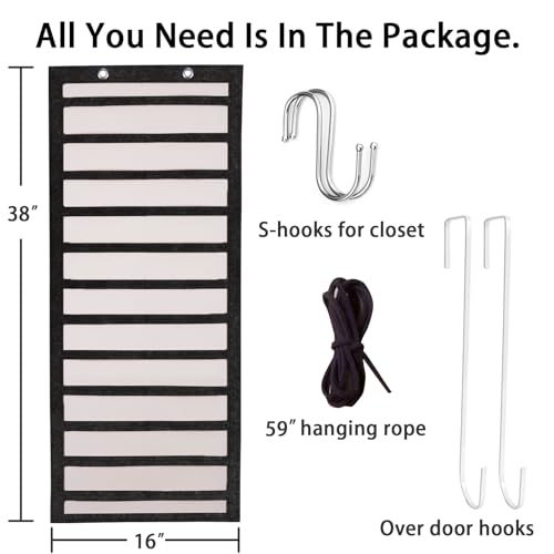 Artilife Hanging Headband Holder for Over the Door and Closet, 24 Slots Felt Head Band Organizer Shelf (Black) - color: Black