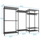 Ulif E13 Pro Heavy Duty Clothes Rack（With 4 Hanger Rods & 8 Shelves） Freestanding Clothing Racks for Hanging Clothes，Adjustable Closet，Metal Garment Rack 75" W x16 D x77 H，Max Load 1000LBS，Black - color: Black, size: E13 Pro