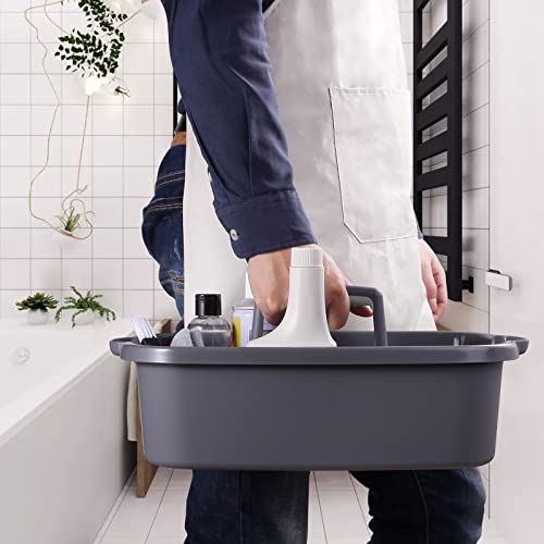2-Pack Large Gray Cleaning Caddy for Cleaning Supplies with Handle - Portable Plastic Tote Organizer for Shower, Bathroom, Kitchen, Under Sink Storage - color: Gray