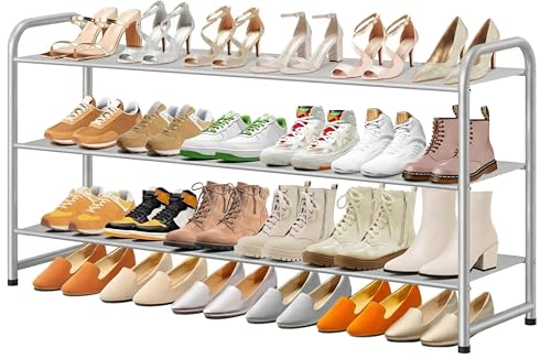 MISSLO Long 3 Tier Shoe Rack for Closet Shoe Organizer Storage Stackable Wide Shoe Shelf Holds 24 Pairs of Men Sneakers, Women Heels, Boots, Grey - color: Grey, size: 3 Tier